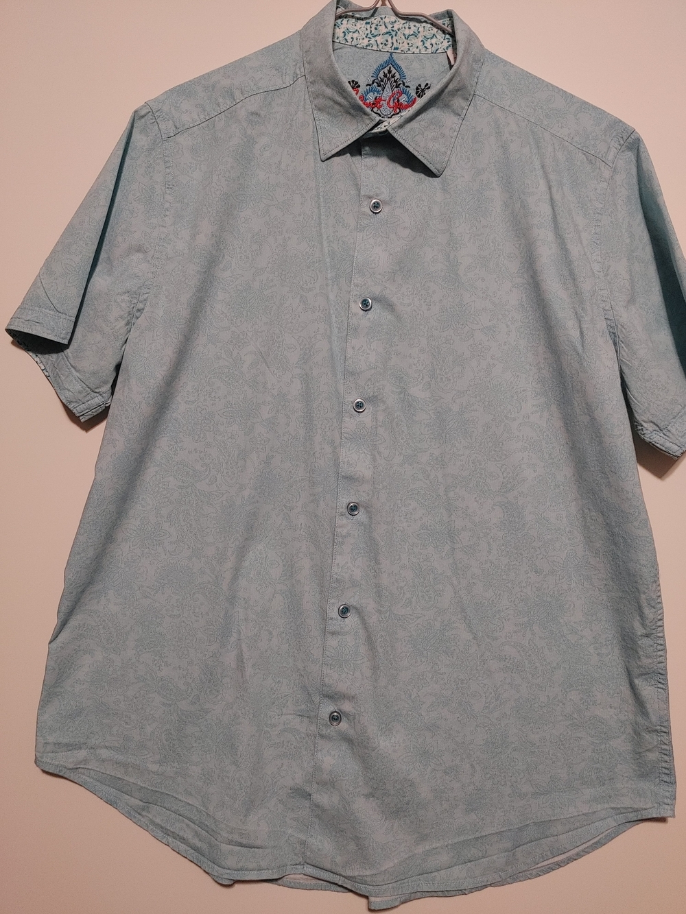 Robert Graham Light Blue Short-Sleeve Button-Down Shirt